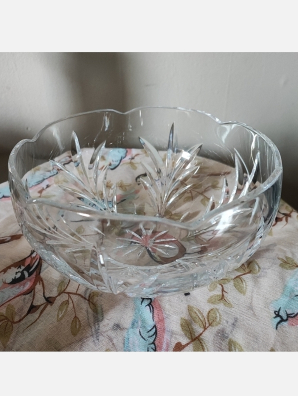 Miller Rogaska Round Crystal Fruit Serving Bowl Covington Pattern HEAVY Like New